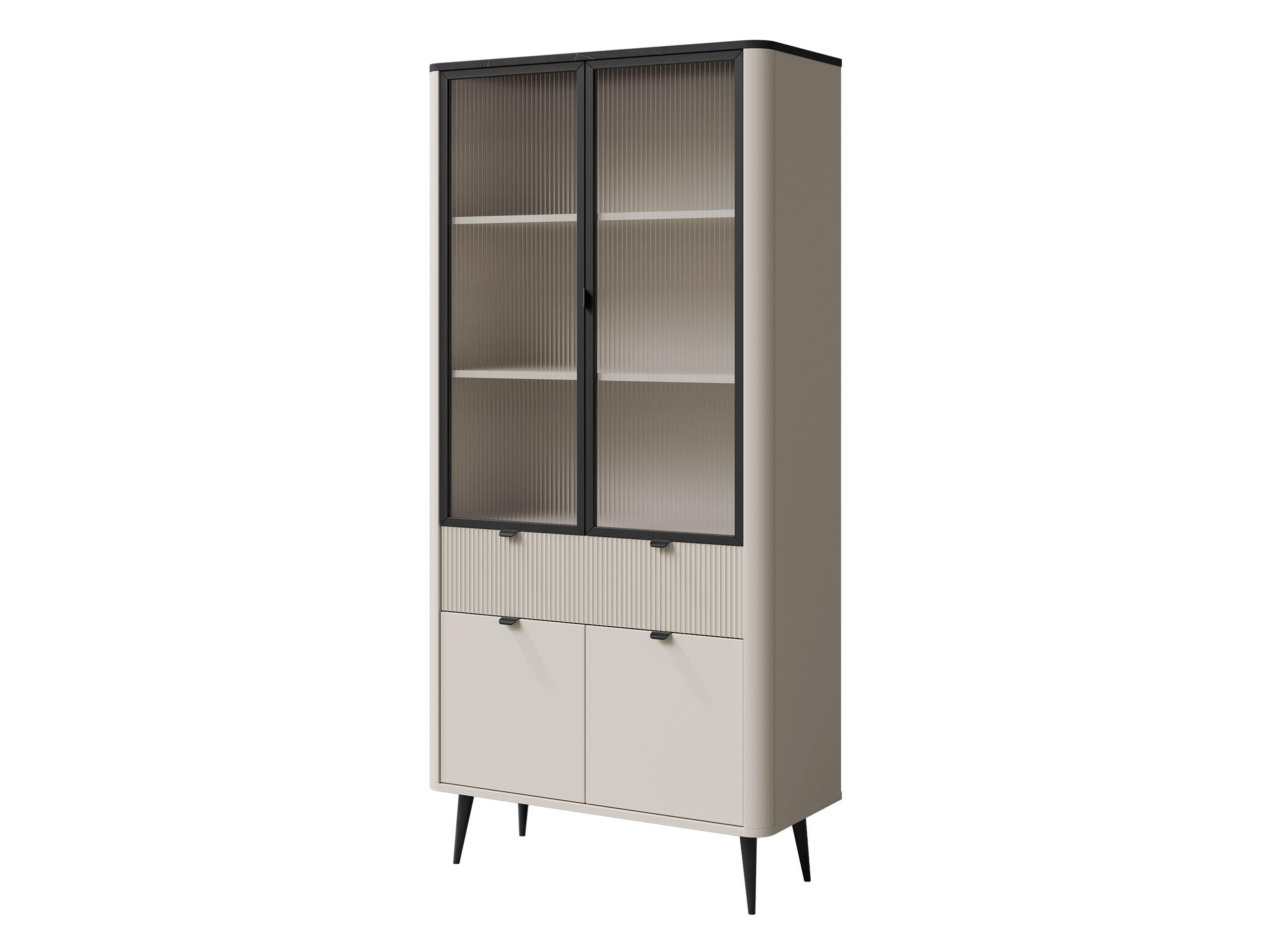 VITRINE Marly 1SD2W RE02 - Kaschmir/Schwarz, Holzwerkstoff/Metall (90/191/40cm) - MIRJAN24