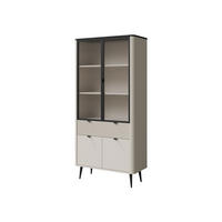 VITRINE Marly 1SD2W RE02 - Kaschmir/Schwarz, Holzwerkstoff/Metall (90/191/40cm) - MIRJAN24