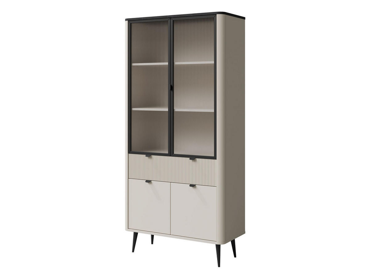 VITRINE Marly 1SD2W RE02 - Kaschmir/Schwarz, Holzwerkstoff/Metall (90/191/40cm) - MIRJAN24
