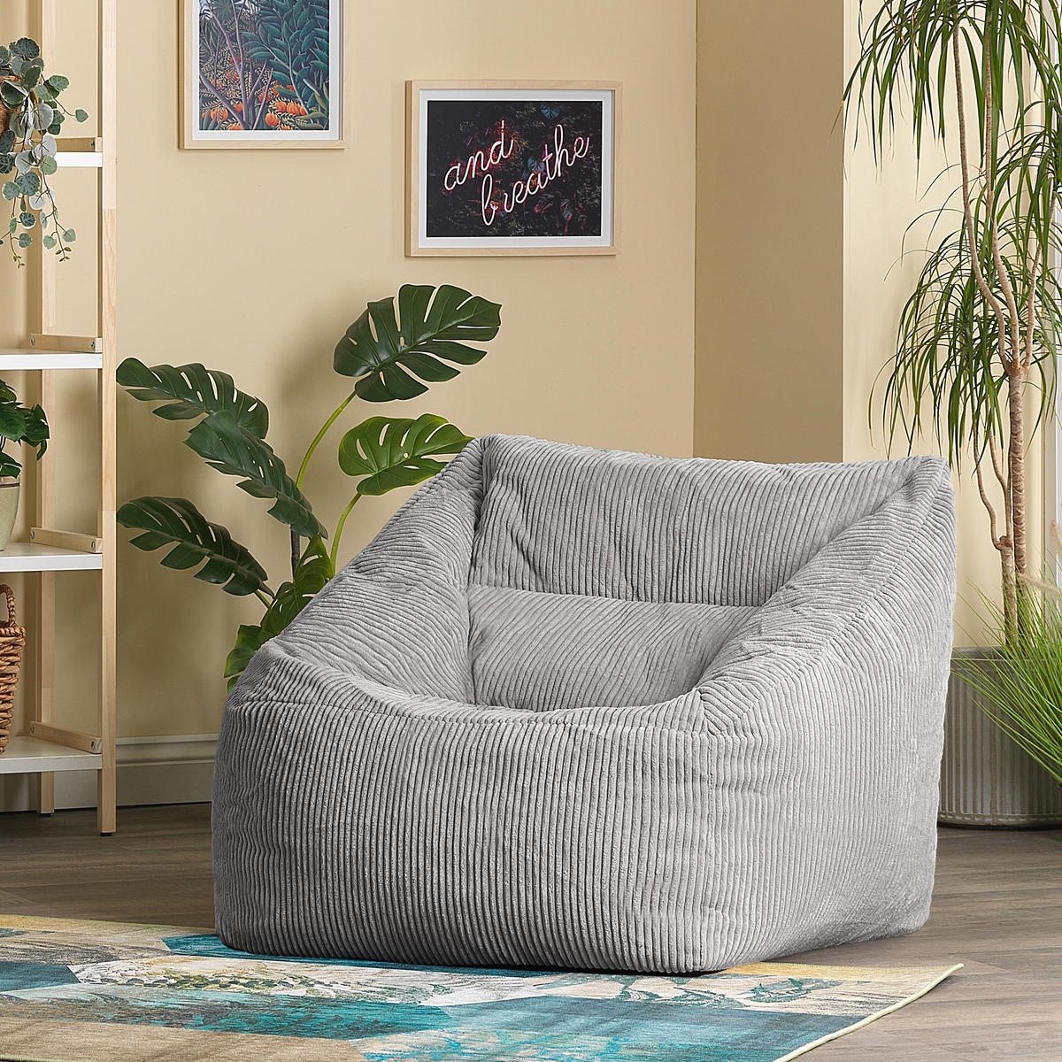 SITZSACK Cord Sessel Natalia - Hellgrau/Grau, Textil (100/80/88cm) - icon