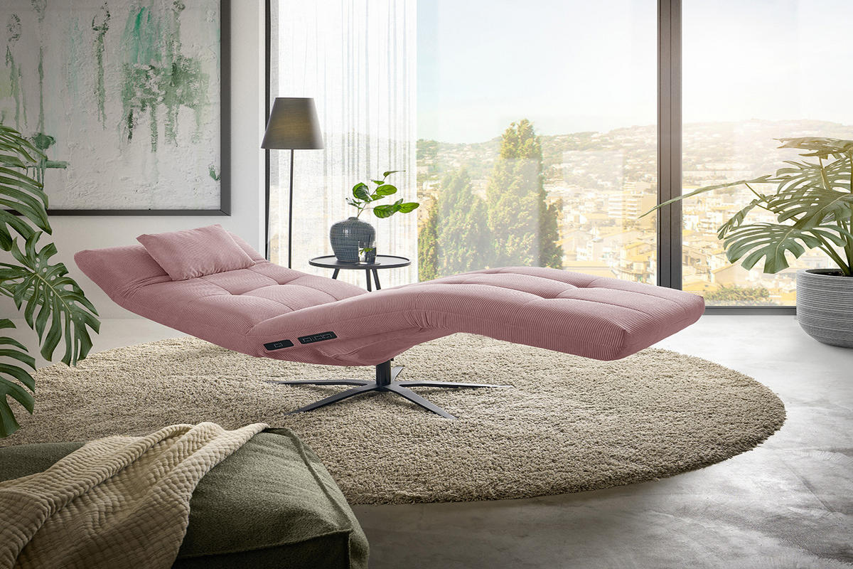 RELAXLIEGE LETICIA Pink Cord - Pink/Schwarz, Textil/Metall (82/115/156cm) - KAWOLA