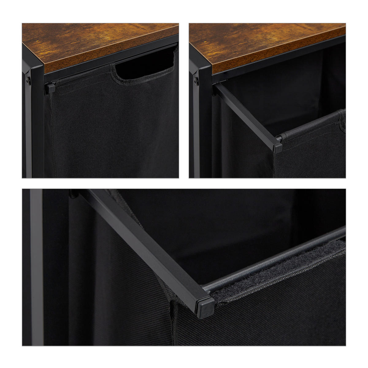 KOŠ na prádlo - různobarevná, kov/kompozitní dřevo (80/162/34cm) - Relaxdays