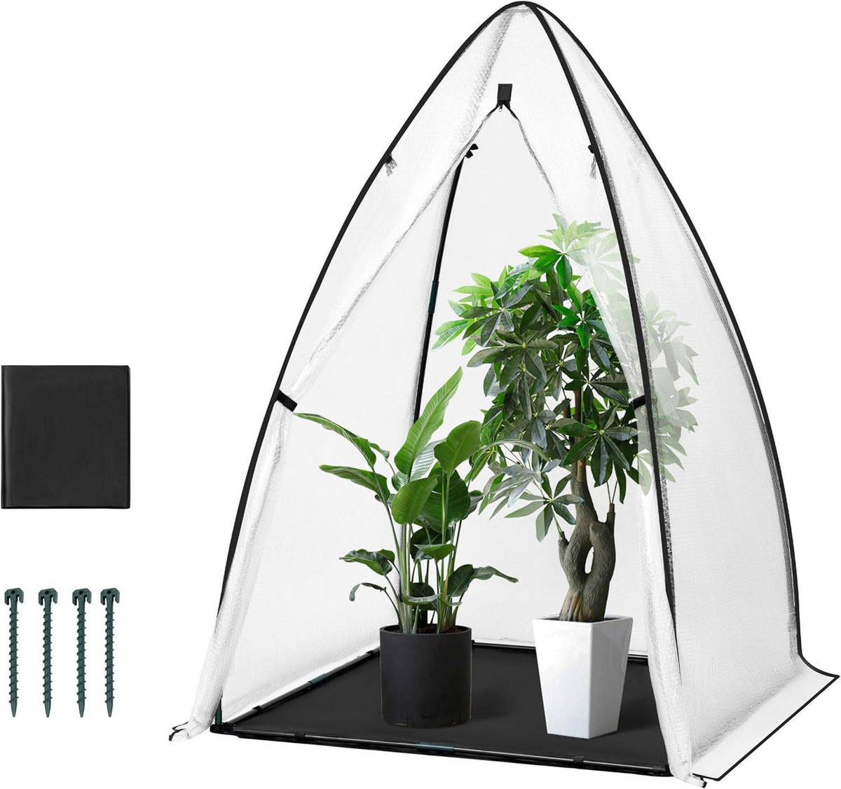 FOLIENGEWÄCHSHAUS, schwarzes Frostschutzgewebe, 120x180 cm - Schwarz/Weiß, Textil/Metall (120/180/120cm) - Woltu