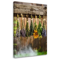 LEINWANDBILD Kräuter Gewürze Pflanzen 80x120cm - Multicolor, Textil (80/120cm) - Feeby