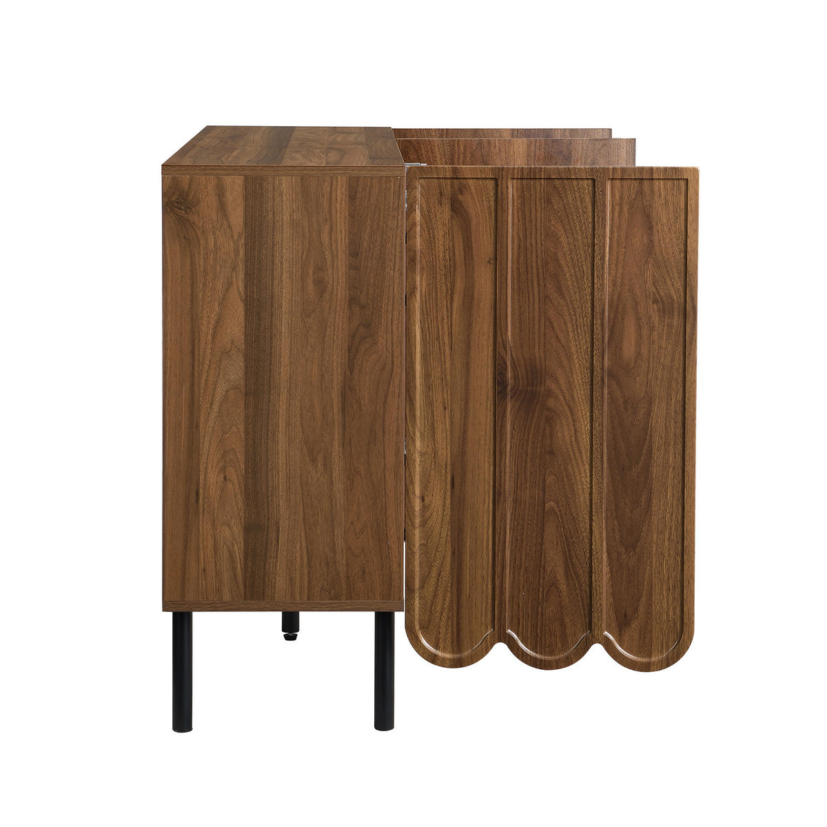 SIDEBOARD DE-37598 120/35/80 cm mit Wellentüren Walnuss - Walnussfarben, Holzwerkstoff (120/80/35cm) - ComfortXL