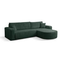 ECKSOFA TOKIO mit Schlaffunktion und Bettkasten, Farbe: Grün, Cordstoff, Ottomane Universal - Grün, Textil (275/170cm)