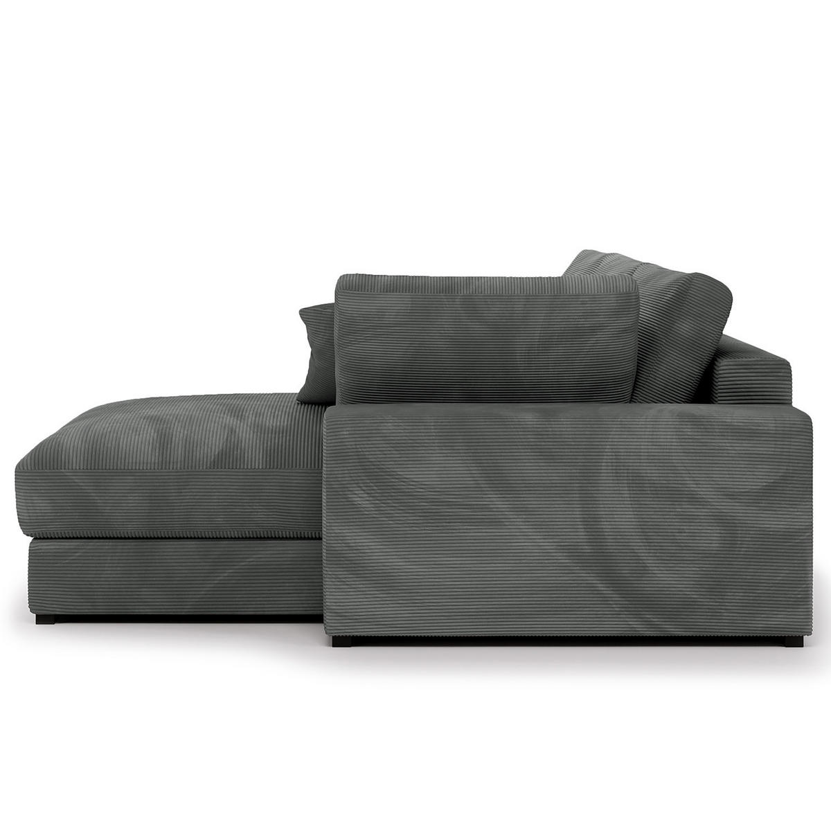 ECKSOFA mit Longchair - Schwarz/Graphitfarben, Kunststoff/Textil (340/205cm) - home24