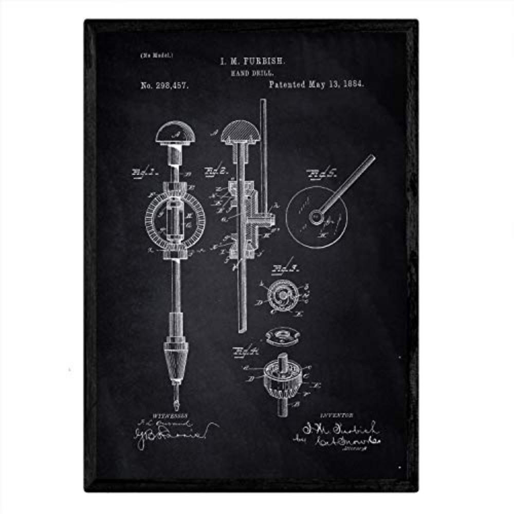 POSTER Handbohrmaschine Patent A3 Rahmenlos - Klar, Papier (29.7/5/42cm) - Nacnic