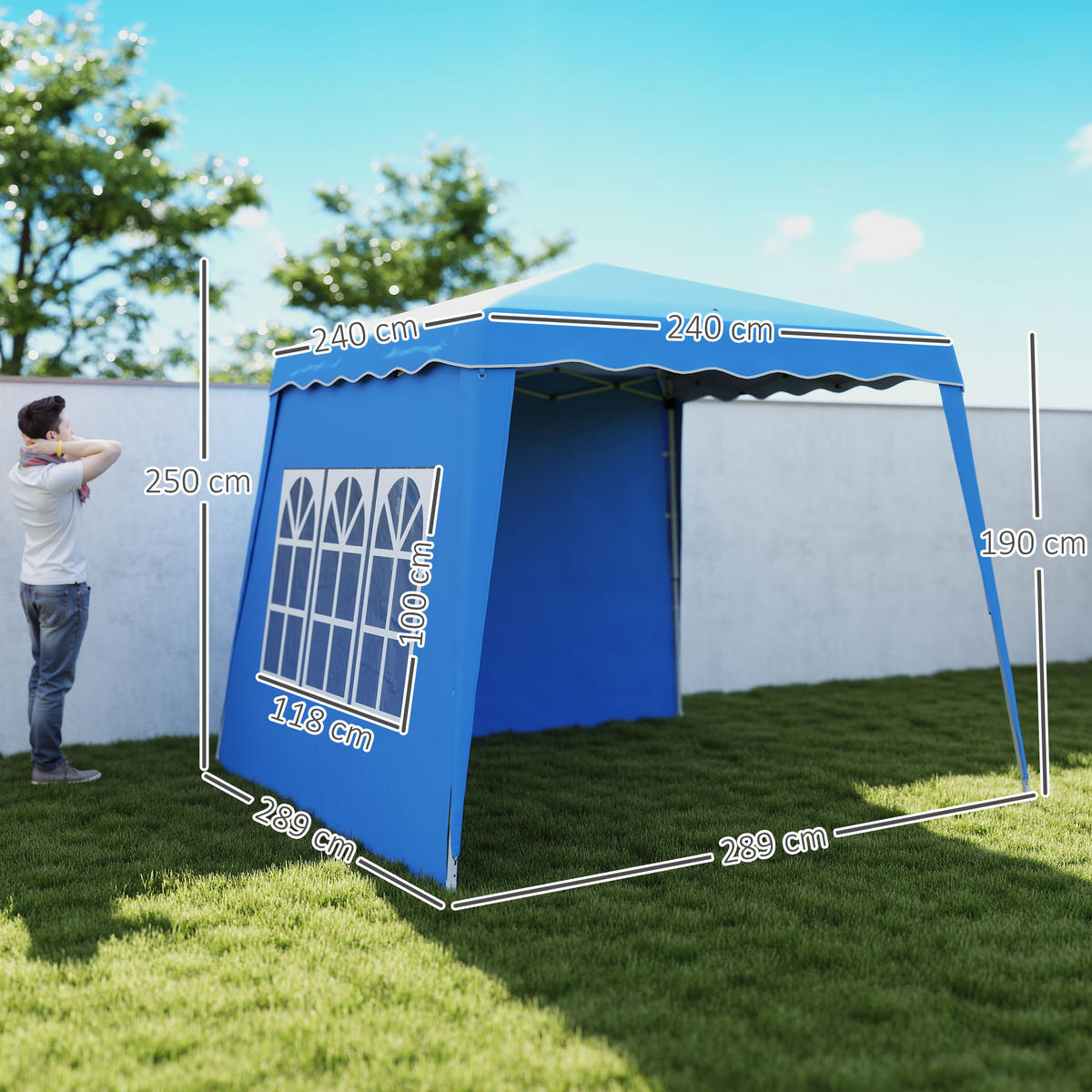 POP-UP-FALTZELT, 4×4m, zweifarbig - Dunkelblau, Textil (289/250/289cm) - Vallsero