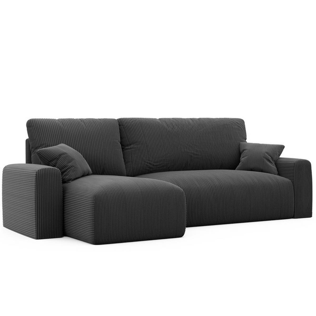 ECKSOFA mit Schlaffunktion und Bettkasten, Schwarz - Anthrazit/Schwarz, Holzwerkstoff/Kunststoff (250/160cm) - Idohome