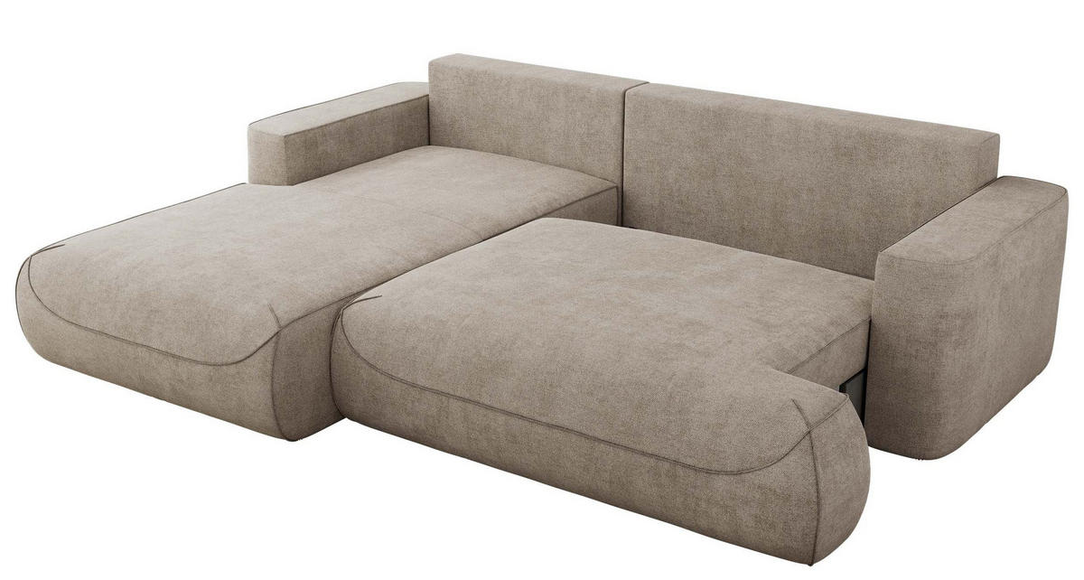 ECKSOFA OVO L Beige Struktur - Links Seite - Beige/Schwarz, Kunststoff/Textil (271/195cm) - MKS