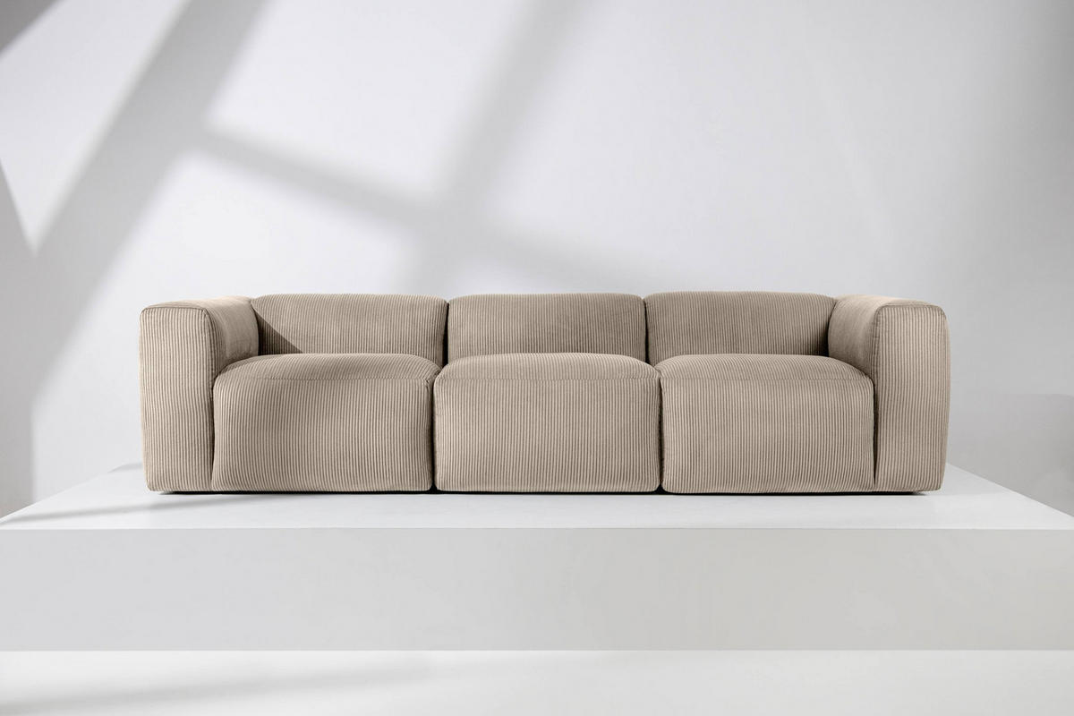 3-SITZER-MODULSOFA BUFFO mit extrem weicher und bequemer Sitzfläche, Kordstoff, beige - Beige, Textil (290/73/96cm) - KONSIMO®