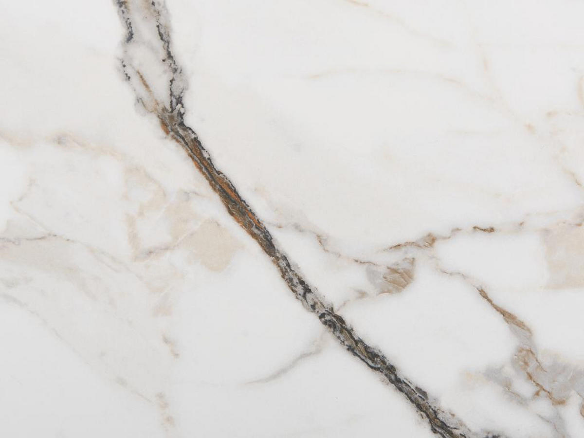 COUCHTISCH - Sicherheitsglas, Keramik & Metall - Marmor-Optik Weiß - DERIYA - Weiß, Glas (109.5/69.5/40cm) - Vente-Unique