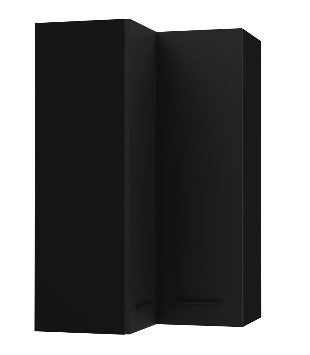ECKHÄNGESCHRANK Bonn W14/60 schwarz / schwarz matt 60 / 60 / 96cm - Schwarz, Holz/Holzwerkstoff (60/96/60cm) - Feldmann-Wohnen