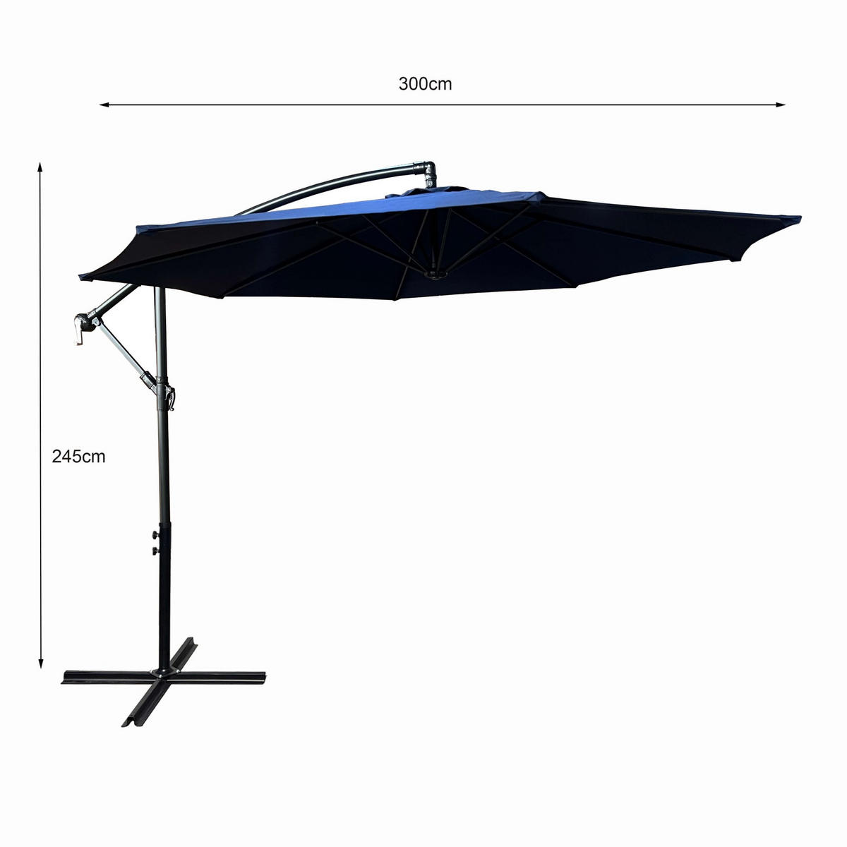 SONNENSCHRIM Marine 245/300 cm - Schwarz/Dunkelblau, Metall (300/300cm) - Akord