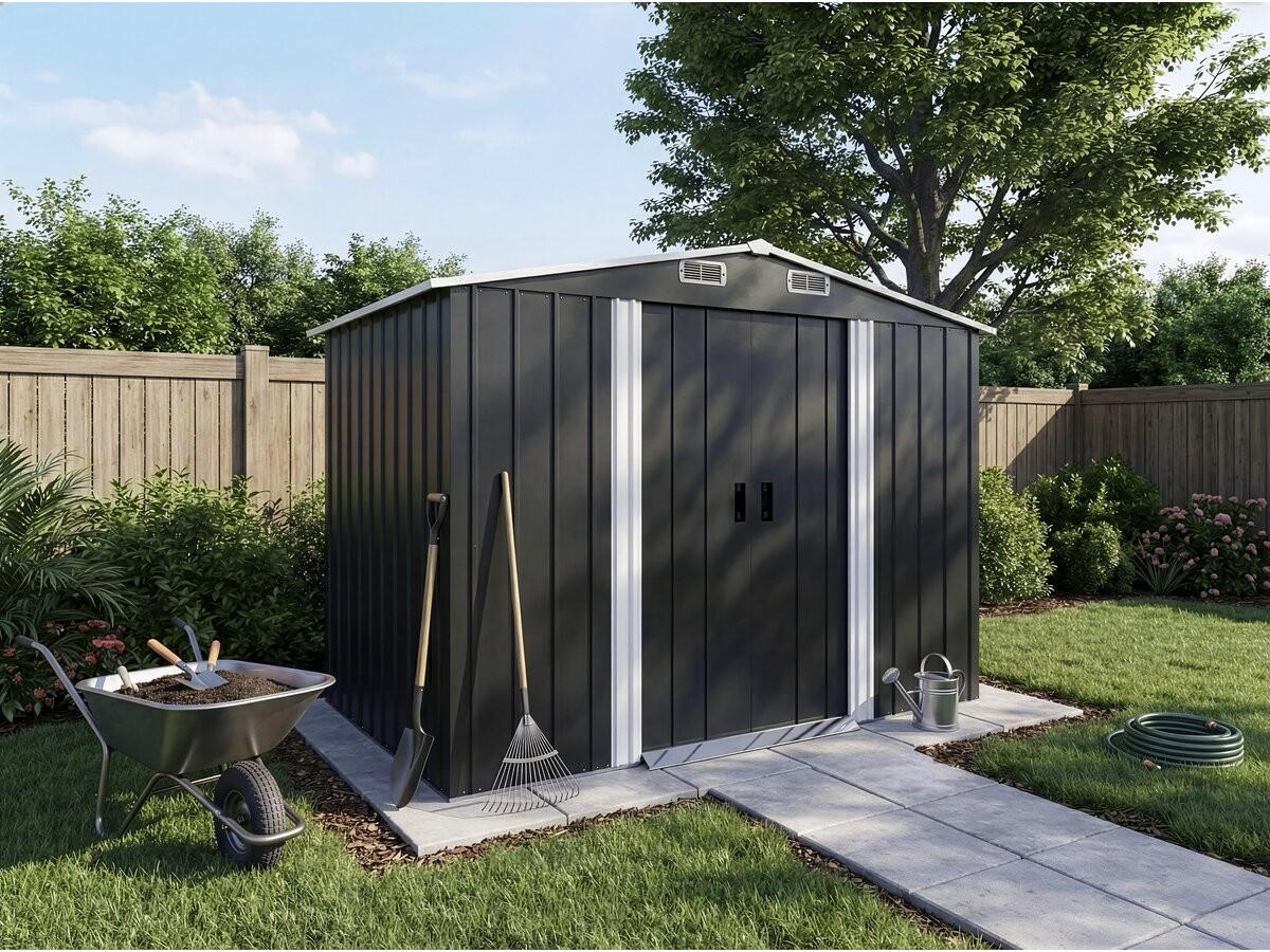 METALL-GARTENHAUS boston Grau - Grau, Metall (191/193/277cm) - Habitat Garten