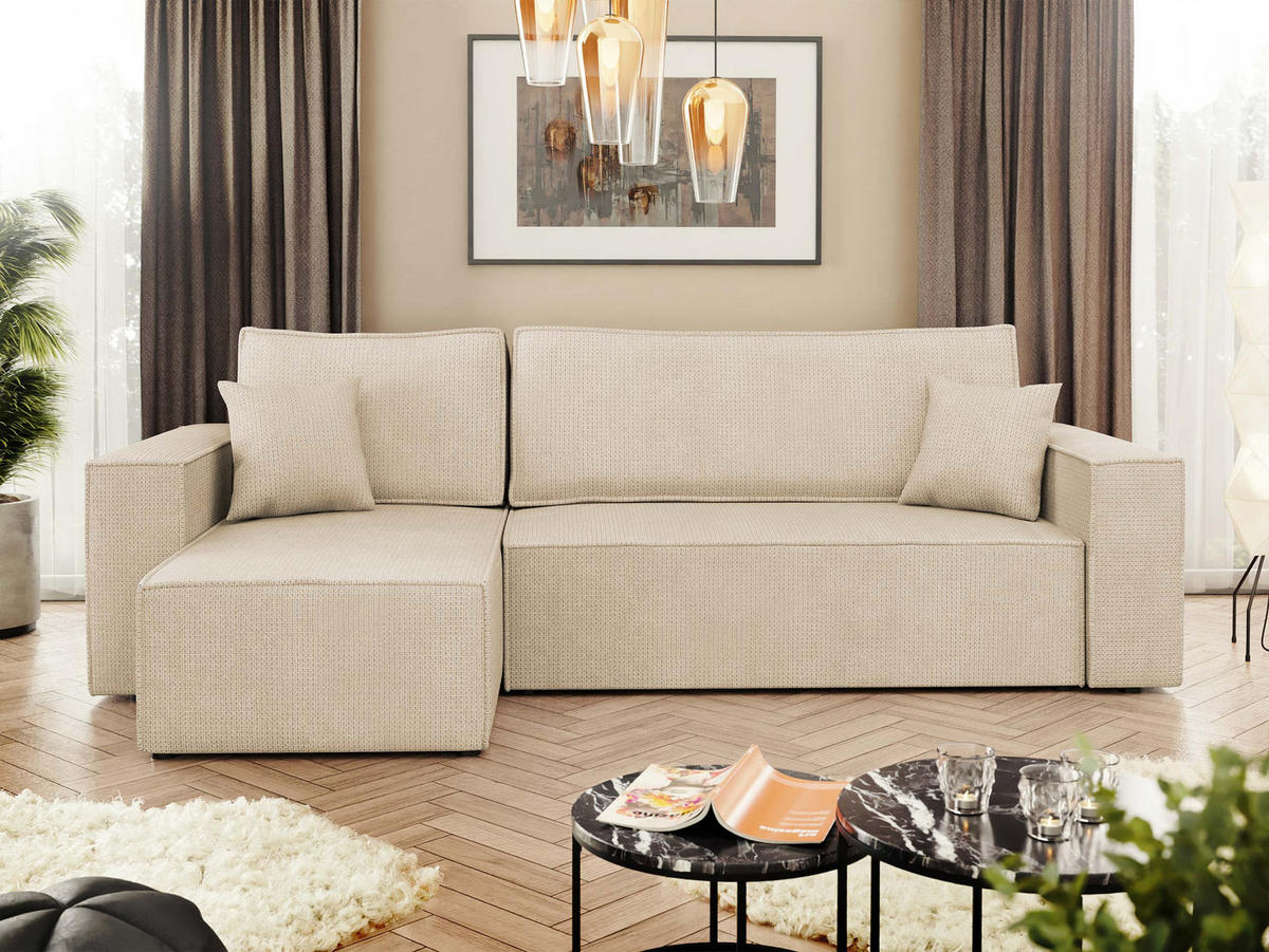 ECKSOFA Karl - Schwarz/Naturfarben, Holz/Kunststoff (244/145cm) - MIRJAN24