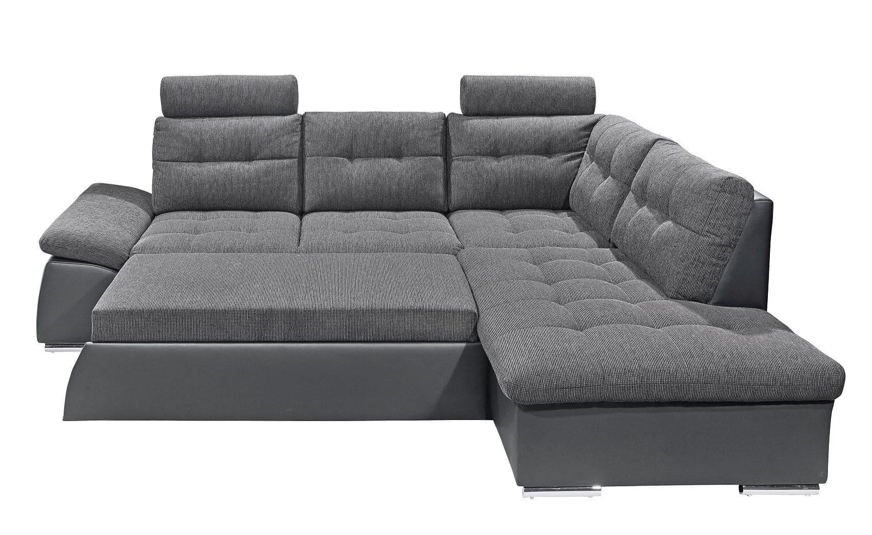ECKSOFA mit Schlaffunktion, Armlehnfunktion und Kopfstützen - Chromfarben/Anthrazit, Textil (219/260cm) - ed exciting design
