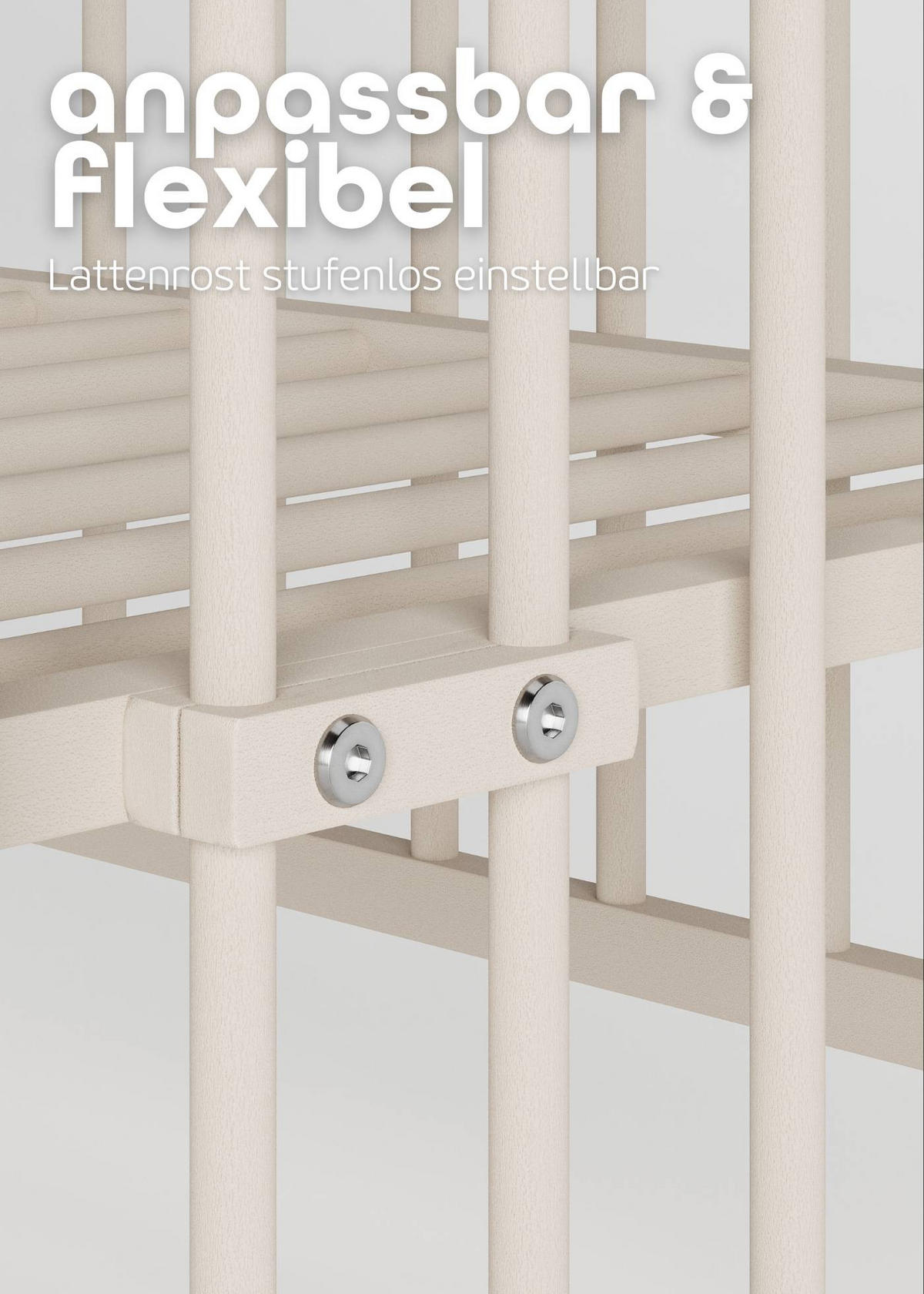 BEISTELLBETT mit Rollen und Umbauseite - sahara dust - Dreamy 4 in 1 Bett - Sandfarben, Holz (120/90/60cm) - Sämann – make a difference.