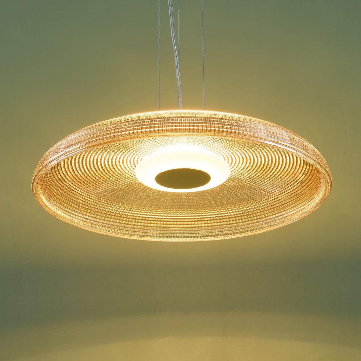 HÄNGELEUCHTE Ossara, Schwarz und Bernstein, 10cm - Bernsteinfarben, Glas (10/40/10cm) - KOSILUM