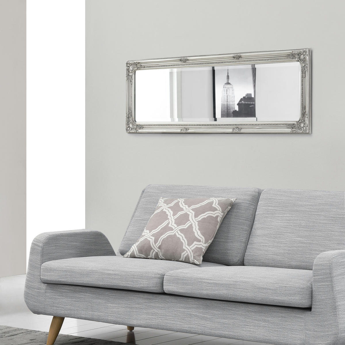 WANDSPIEGEL Livorno - Silberfarben, Glas/Holz (28.5/132/118cm) - [en.casa]