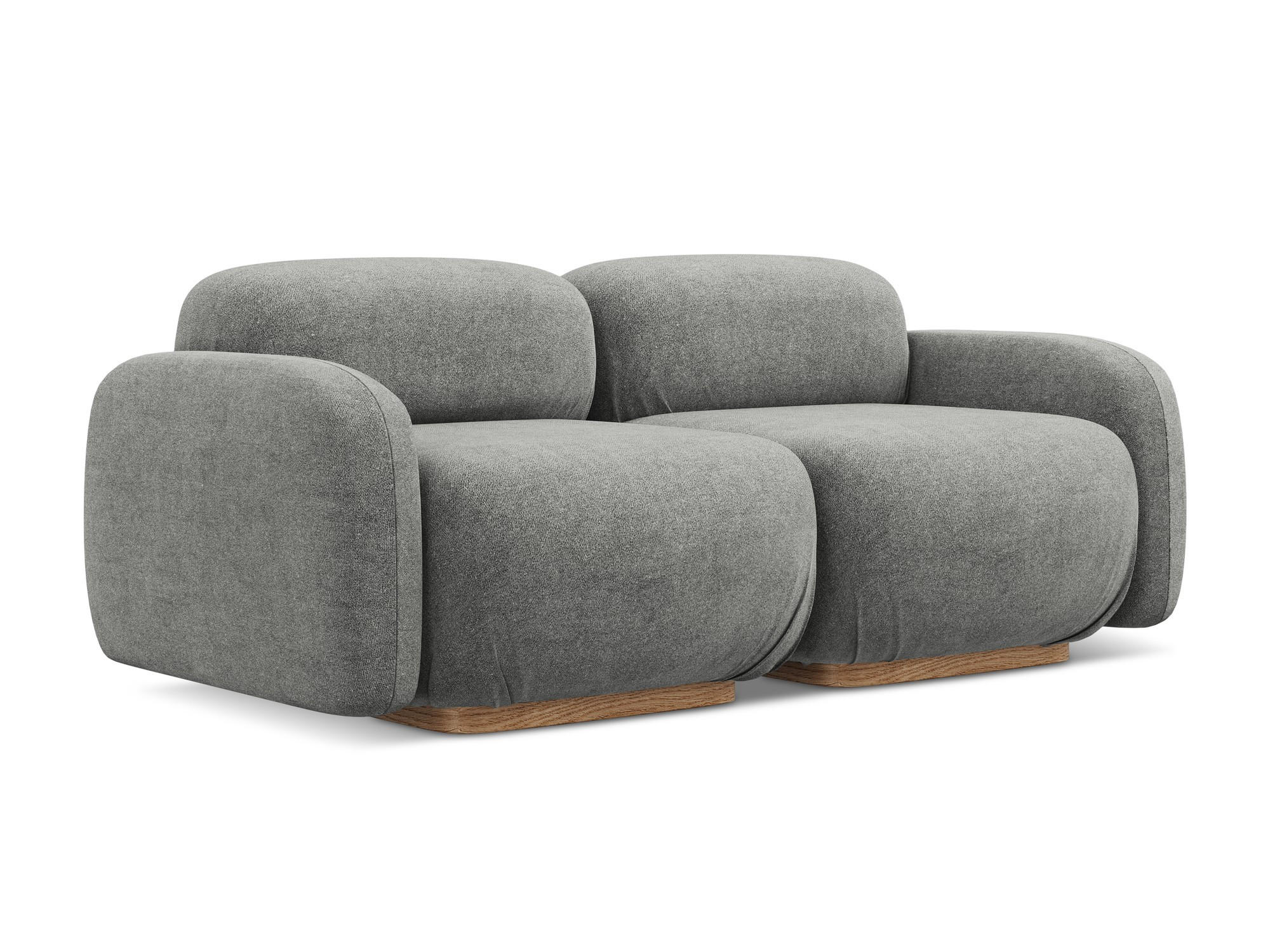 3-SITZER SOFA Bouclé Stoff Beige - Greige/Beige, Holz/Textil (190/73/95cm) - Makamii