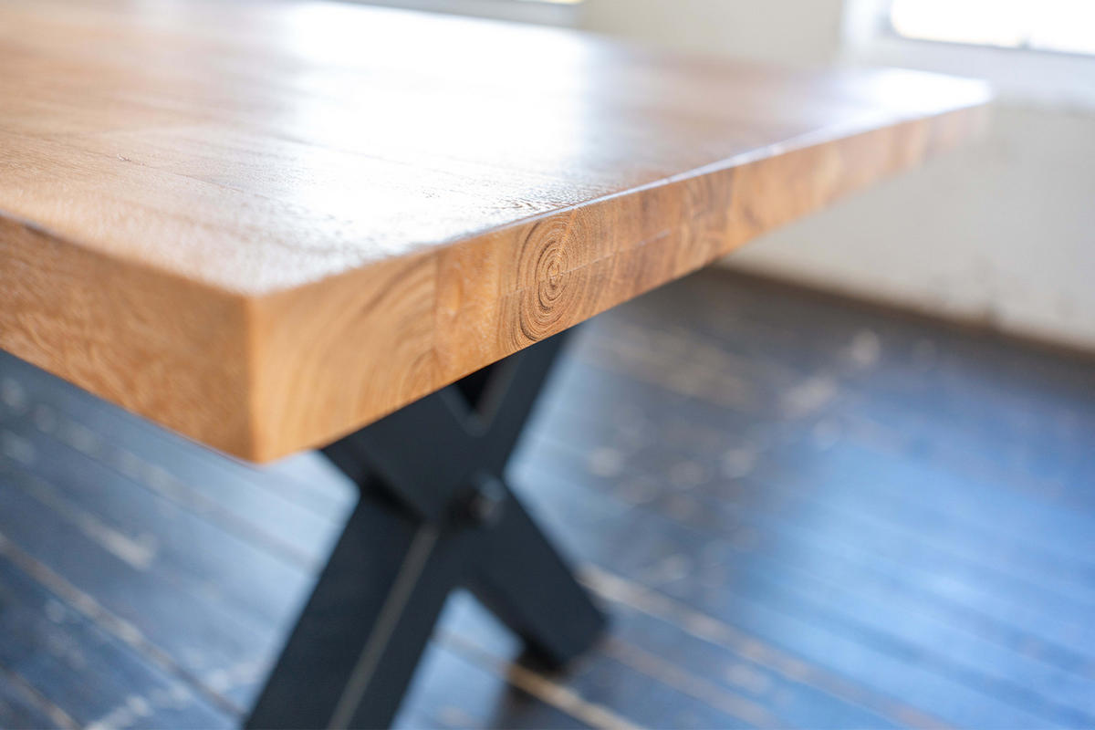 ESSTISCH MIT GERADER KANTE PALO Braun Akazie - Schwarz/Braun, Holz/Metall (280/100/78cm) - KAWOLA