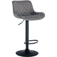 BARHOCKER Minerva Samt dunkelgrau - Schwarz/Grau, Textil/Metall (48/105/54cm) - TPFLiving