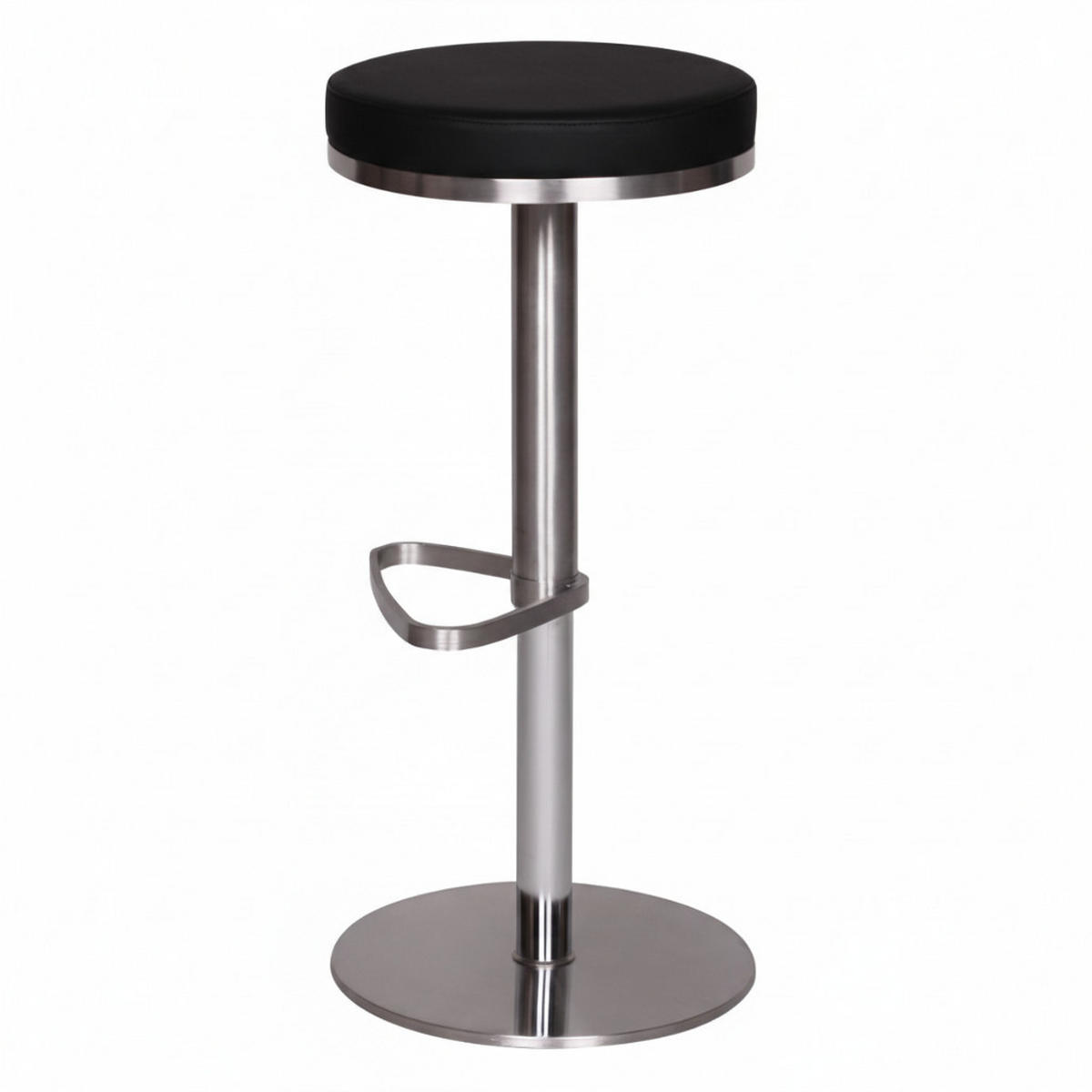 BARHOCKER Höhenverstellbar Gepolstert Triangel-Fußablage ELBE, Schwarz 38x38x82 cm - Silberfarben/Schwarz, Kunststoff/Textil (38/82/38cm) - KADIMA DESIGN