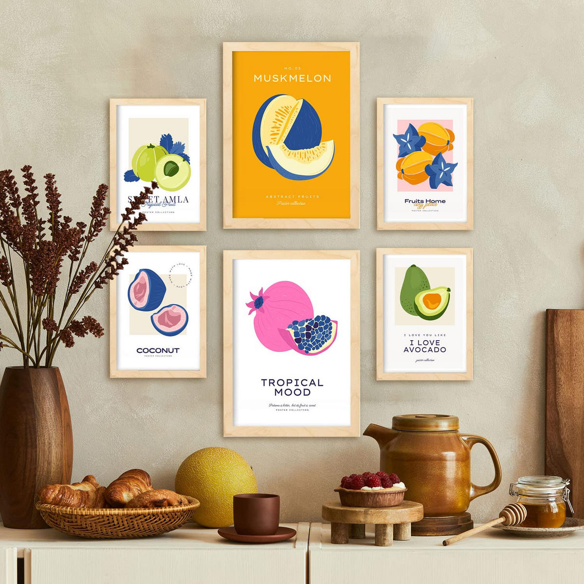 POSTER Set Mit 6 Lebensmittel Und Ernährungs Tropische Umgebung A3 & A4 Rahmenlos - Klar, Papier (29/3cm) - Nacnic
