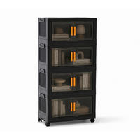 AUFBEWAHRUNGSBOXEN EasyCube stapelbar 4 Ebenen und Rollen 28L Schwarz-Transparent - Schwarz, Kunststoff (48/25.5/28cm) - BERLINLODGE