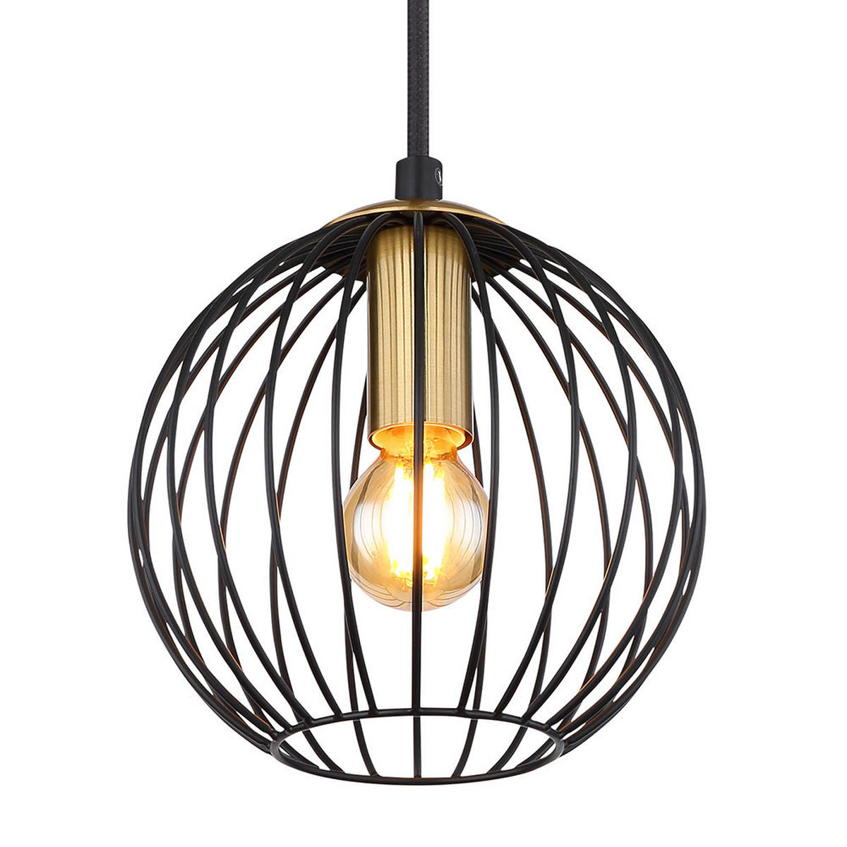 HÄNGELEUCHTE Metall Schwarz Messingfarben - Schwarz, Metall (100/16/150cm) - Globo Lighting