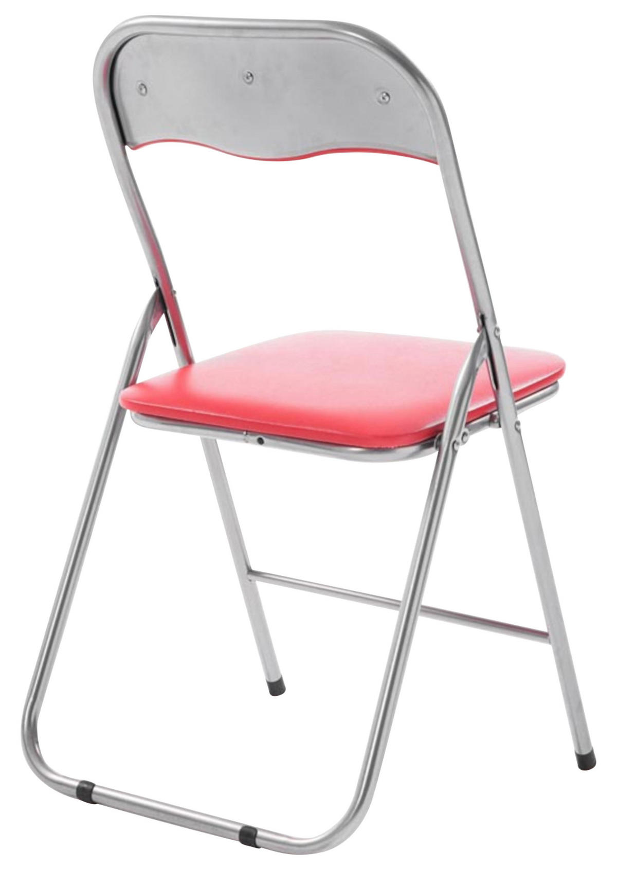 KLAPPSTUHL 2er Set Kunststoff rot/silber - Rot/Silberfarben, Kunststoff/Textil (45/78/45cm) - CLP