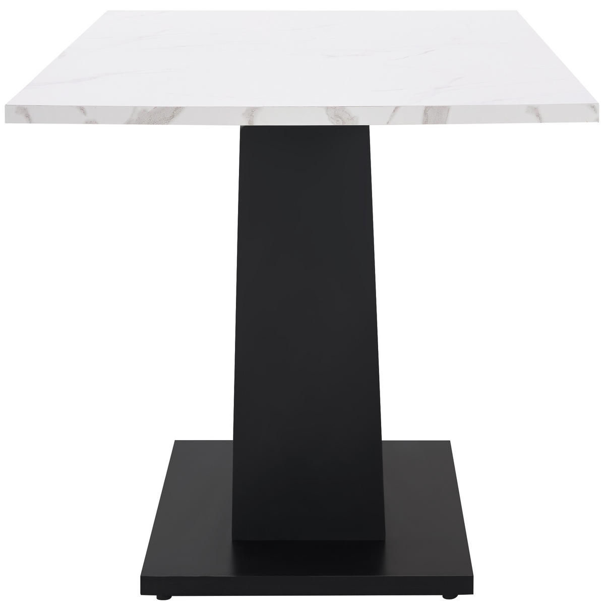 ESSTISCH mit Metallgestell 140/75/75,5 cm in Weiß/Schwarz mit Marmor-Optik - Weiß, Holzwerkstoff (140/75/75.5cm) - BEAOK