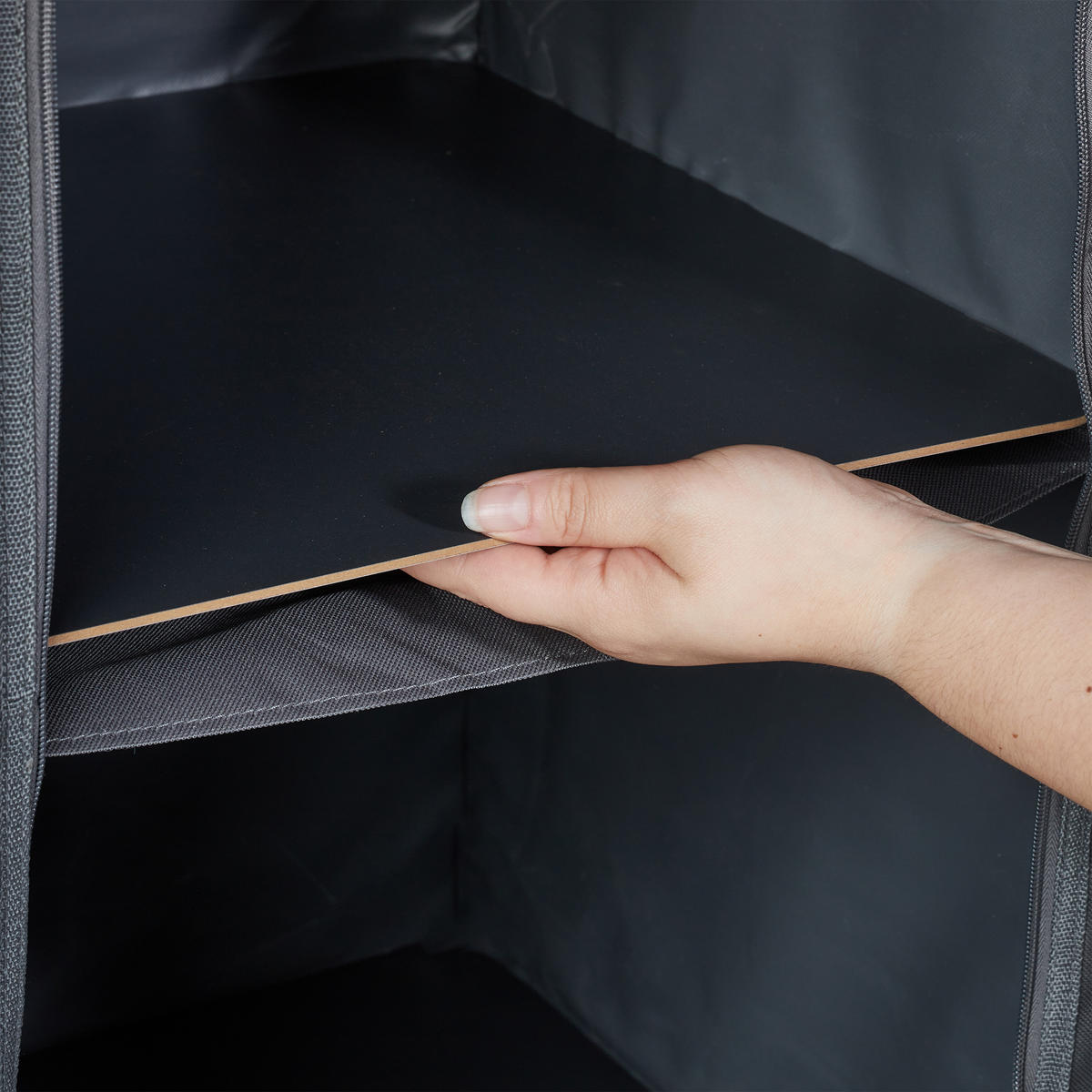 CAMPINGSCHRANK - Grau, Holzwerkstoff/Textil (47.5/87/47.5cm) - Relaxdays