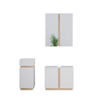 BADMÖBEL-SET Gloria Weiß 3 Teile, mit Midischrank - Weiß/Sonoma Eiche, Holzwerkstoff (70/55/34cm) - Vicco