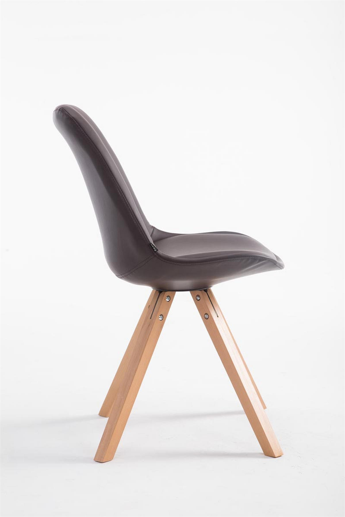 STUHL Lederlook braun - Eukalyptusholzfarben/Braun, Holz/Textil (47.5/83.5/55.5cm) - CLP