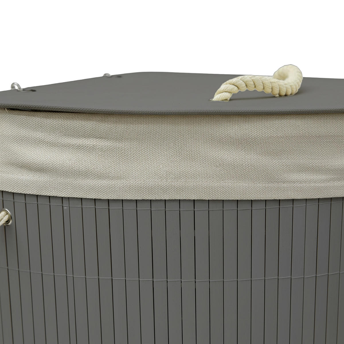 ECKWÄSCHEKORB - Grau, Holz/Textil (36/60/36cm) - Relaxdays