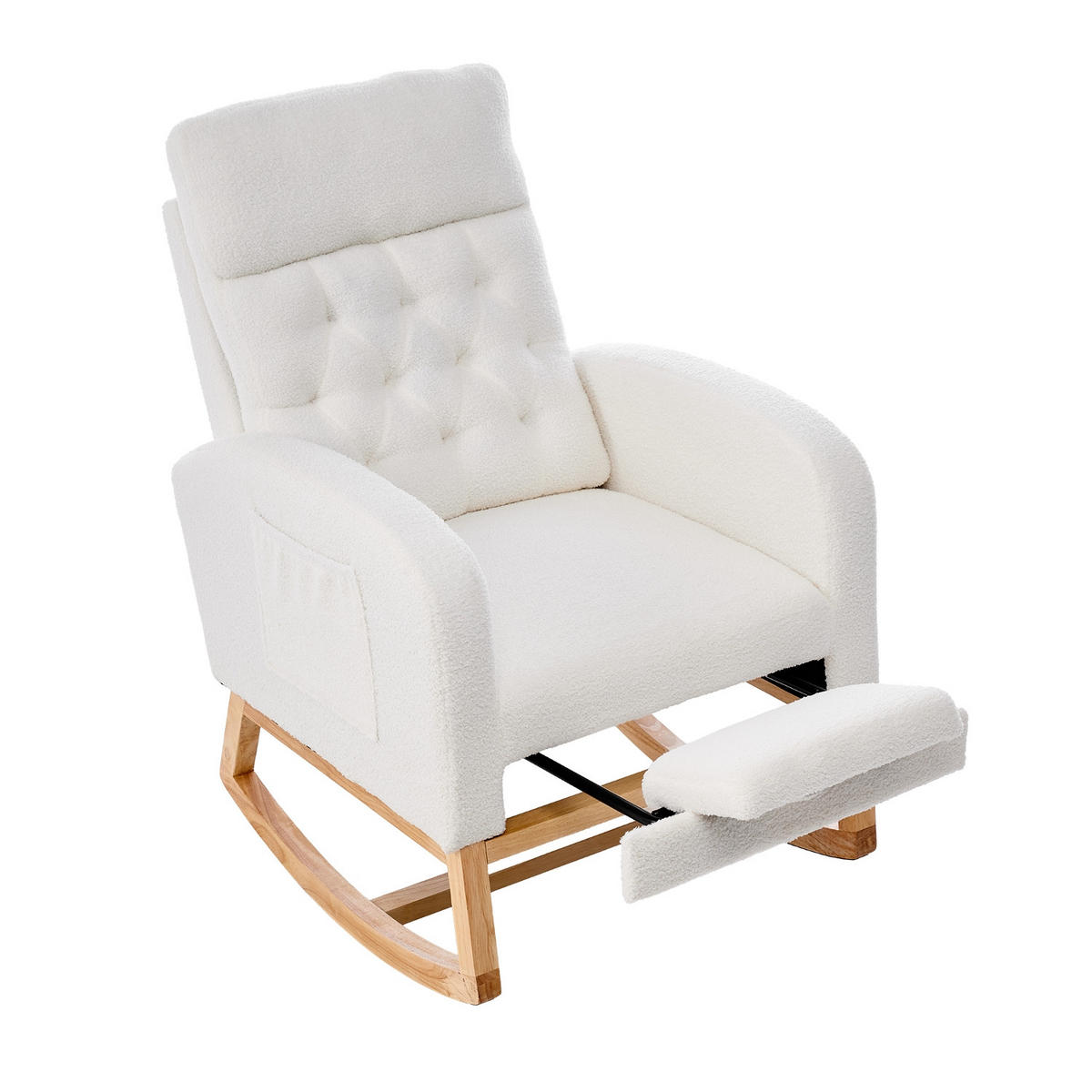 SCHAUKELSTUHL Creme Polyester mit Fußstütze verstellbar und Rückenlehne Lendenkissen - Creme, Textil (70/97.5/89cm) - Oxeza