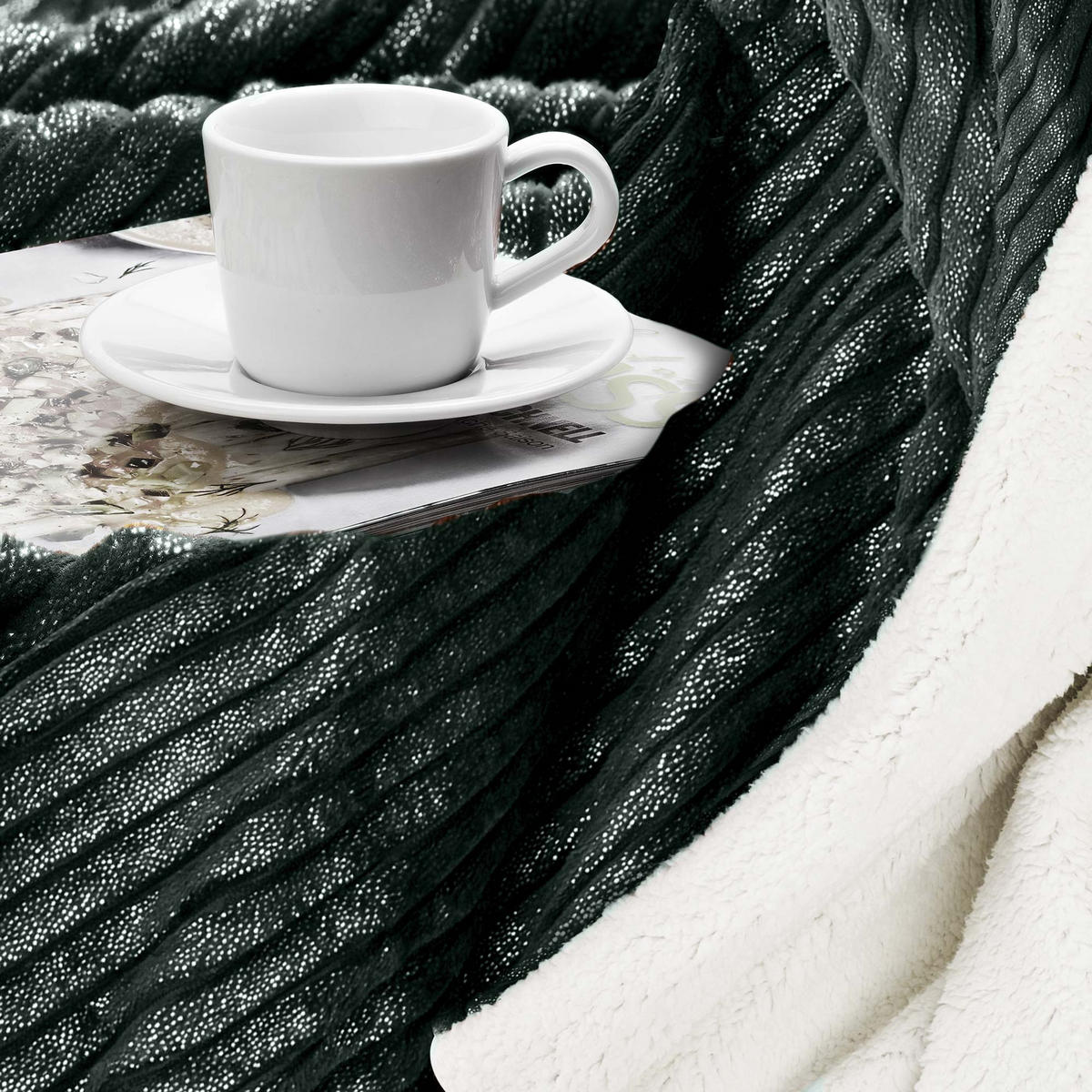 DECKE Elisa 220/240 cm Schwarz - Schwarz, Textil (220/240cm) - Beautissu 