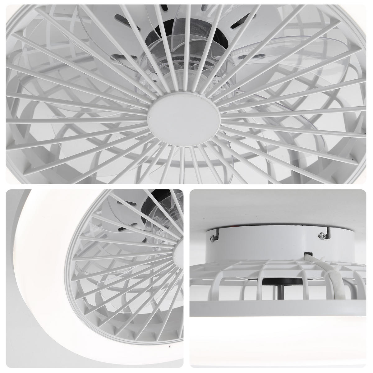 DECKENVENTILATOR 46cm LED Licht Blattloses Design Fernbedienung - Weiß, Kunststoff (45.7/45.7/14.5cm) - CASIVA