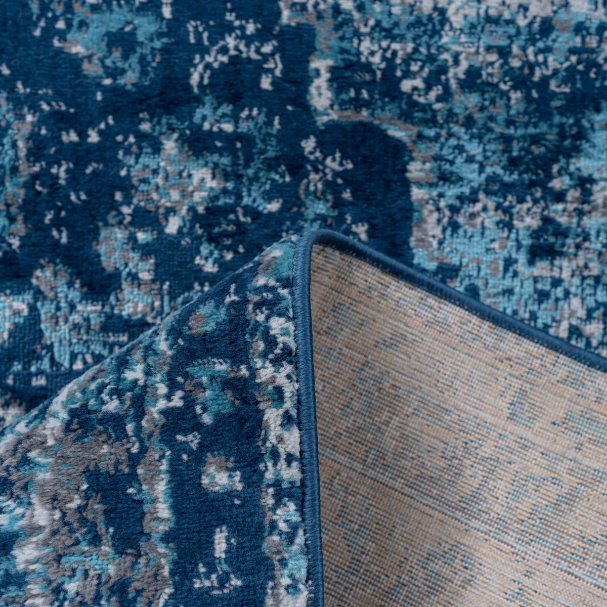 VINTAGE-TEPPICH Demelza Marineblau - Dunkelblau, Textil (120/170cm) - Kukoon Rugs