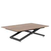 COUCHTISCH ARIA 120-160/80 cm, Höhenverstellbar, Schwarz / Trüffelbraun - Trüffeleichefarben/Schwarz, Holzwerkstoff/Metall (120/80/38cm) - Idohome