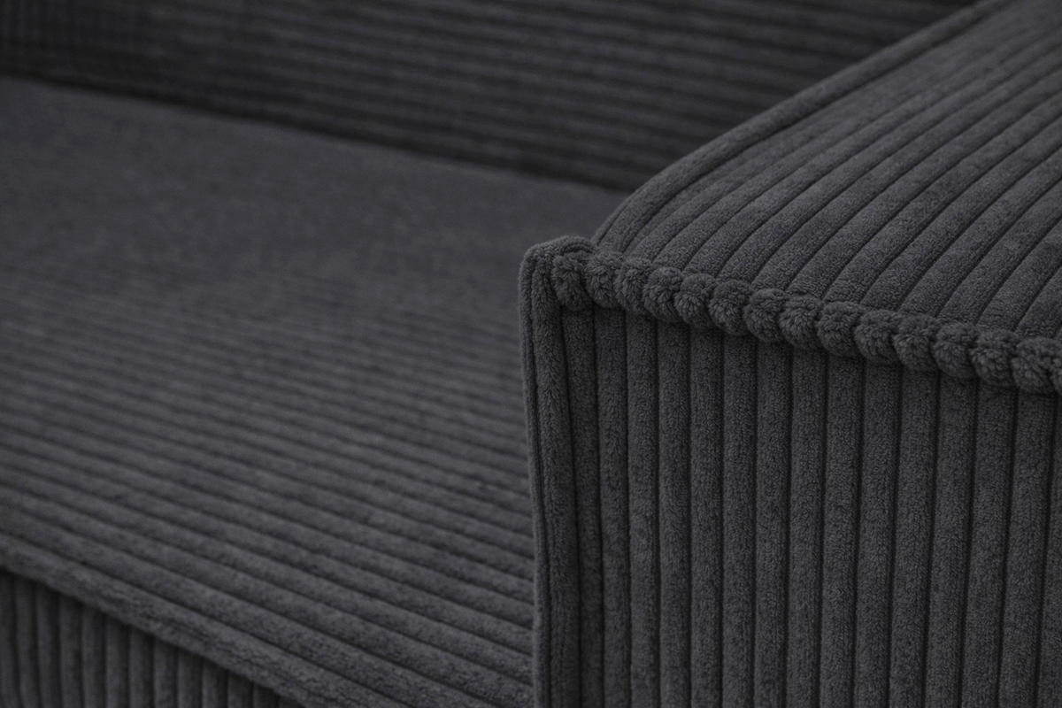 WOHNLANDSCHAFT STYLO U-Form mit Schlaffunktion Bettkasten Cordstoff Poso Anthrazit - Anthrazit, Kunststoff (315/90/215cm)