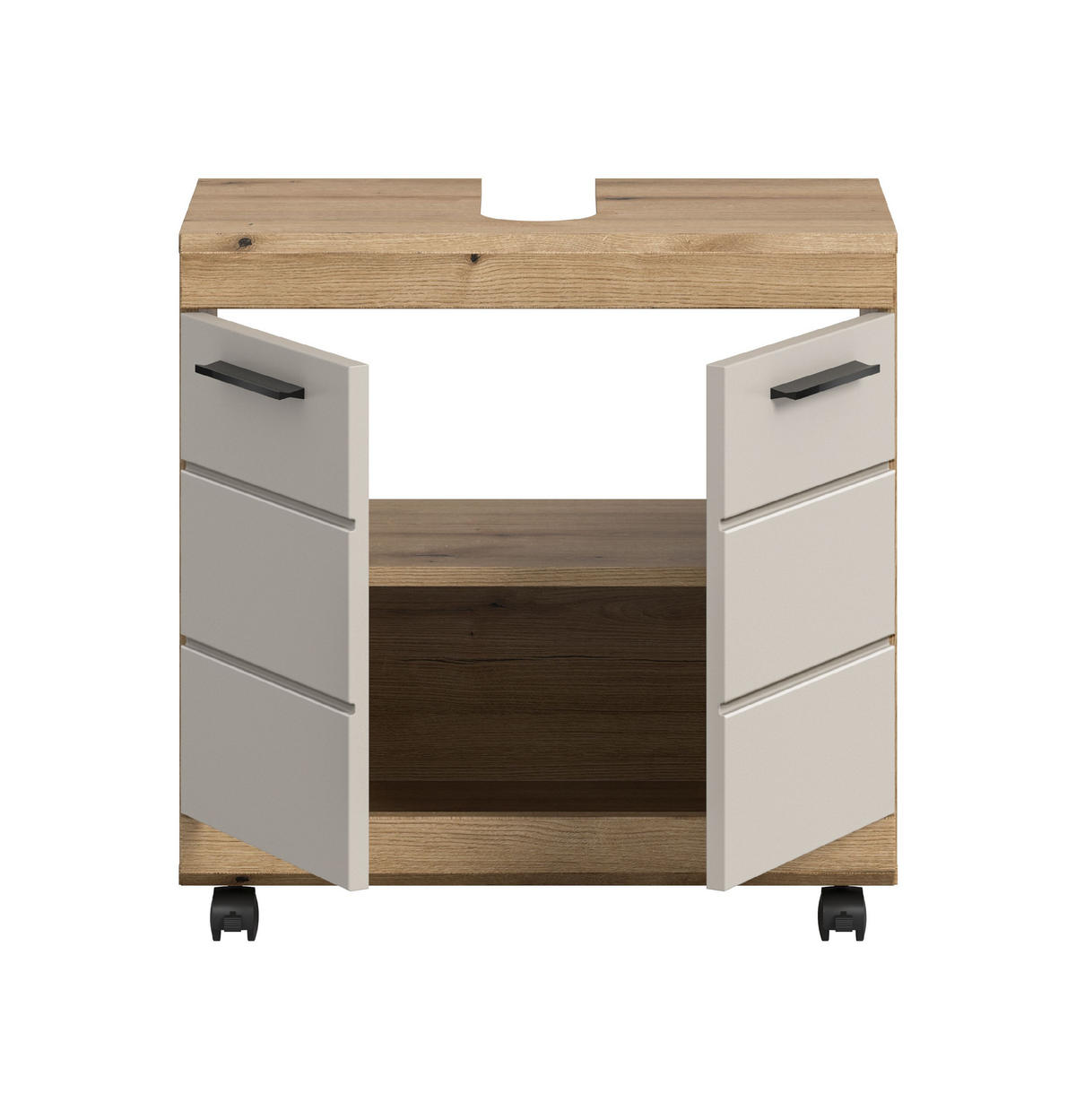 WASCHBECKENUNTERSCHRANK AUF ROLLEN Scout 60/34/60 cm - Braun, Holzwerkstoff (60/60/34cm) - Xonox