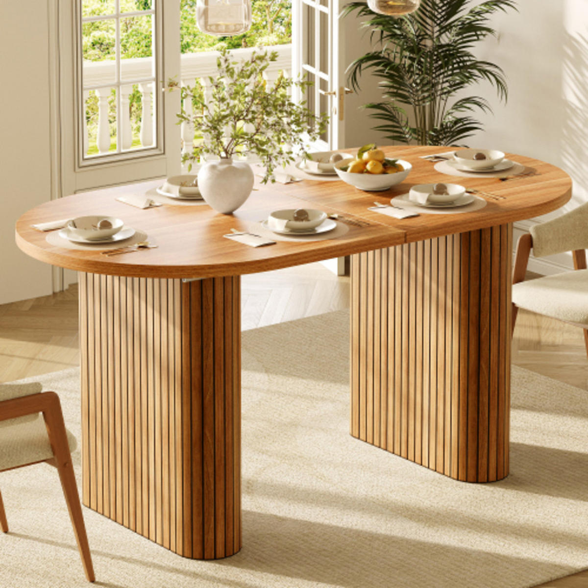 ESSTISCH Ausziehbarer120-160×80×75,5 cm aus MDF und Metall mit strukturierten Metallbeinen, braun - Braun, Holzwerkstoff (160/80/75.5cm) - Luhomfu