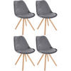 STUHL 4er Set Samt grau - Eukalyptusholzfarben/Grau, Holz/Textil (48/81/54cm) - CLP