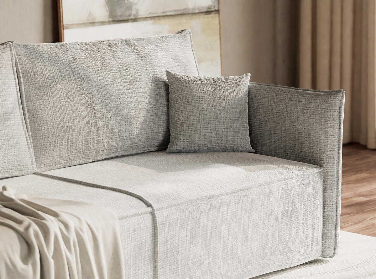 SOFA MIT SCHLAFFUNKTION Obra Grau Chenille-Stoff - Schwarz/Grau, Holz/Holzwerkstoff (220/70/107cm) - Maison de Reve