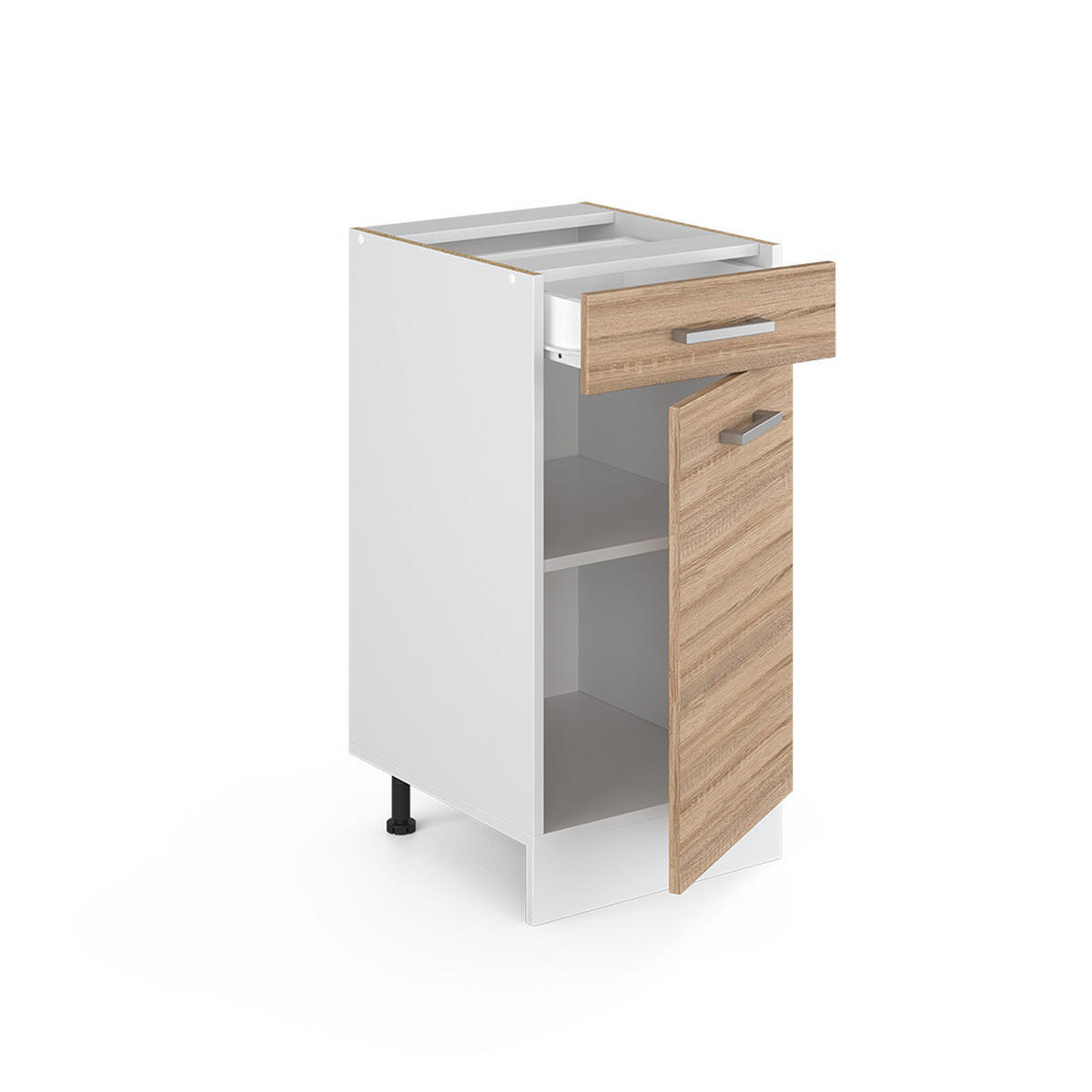 UNTERSCHRANK R-Line Sonoma 40 cm mit Schublade, ohne AP - Weiß/Sonoma Eiche, Holzwerkstoff (40/81.6/46cm) - Vicco