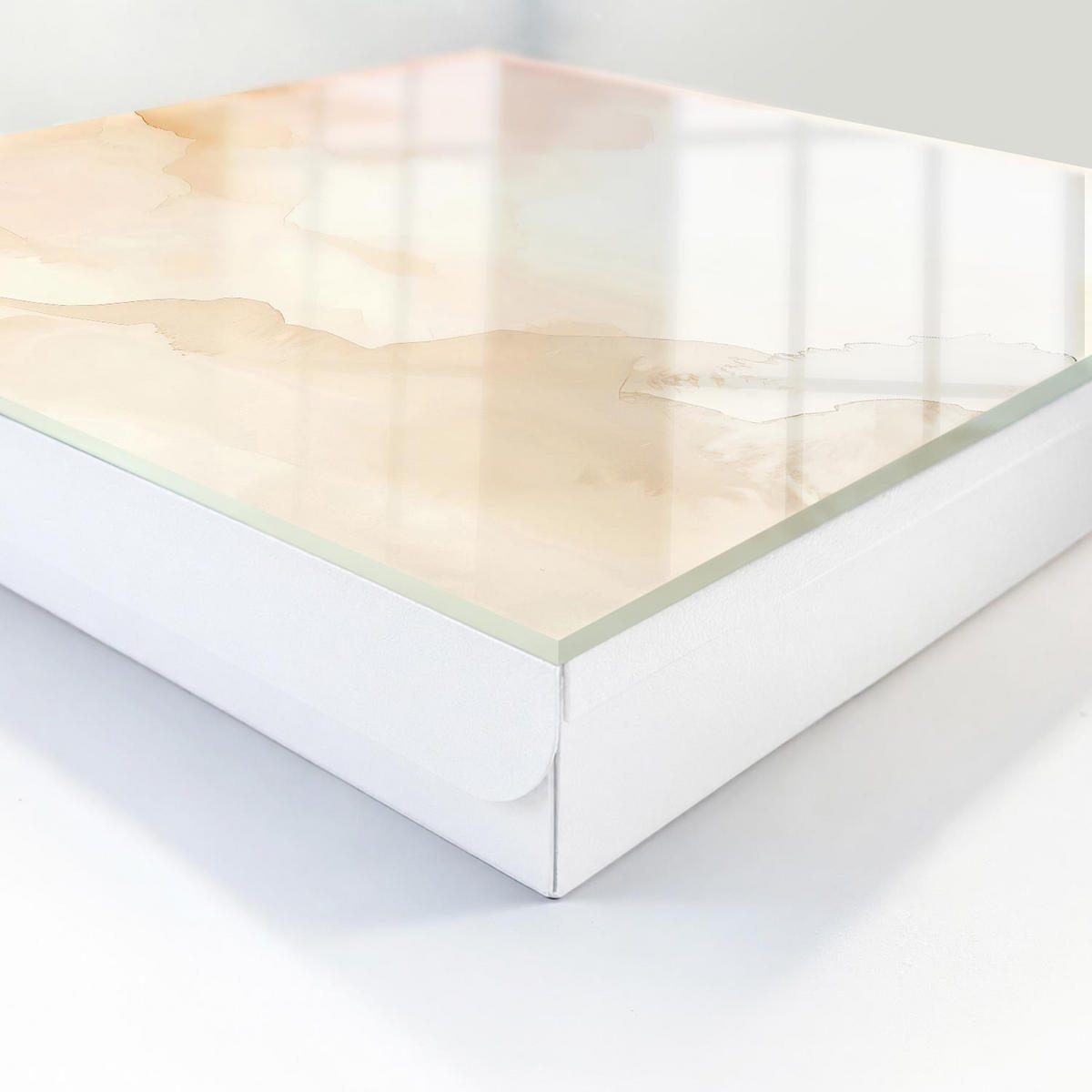 SCHLÜSSELBOX Weiß 30x30 cm – Türöffnung nach rechts - Lichtlandschaft - Creme, Metall (30/30/5cm) - TULUP
